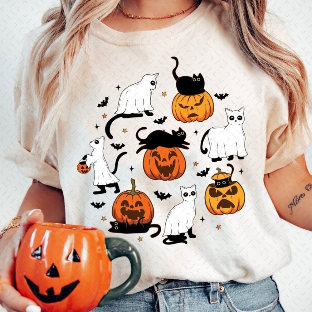 Cute Halloween Ghost Boo Cat, Halloween Cat, Halloween Shirt